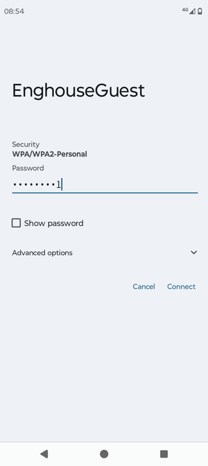 Enter the Wi-Fi password and select Connect
