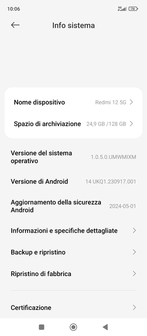 Scorri e seleziona Backup e ripristino