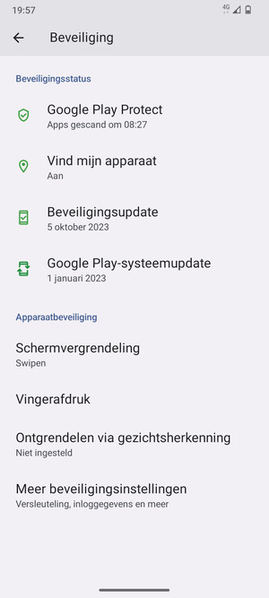 Om de pin voor de simkaart te wijzigen, ga naar het Beveiliging-menu en selecteer Meer beveiligingsinstellingen