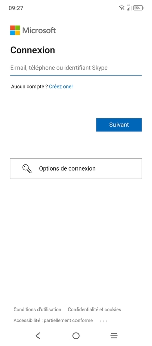 Saisissez votre adresse e-mail et sélectionnez Suivant