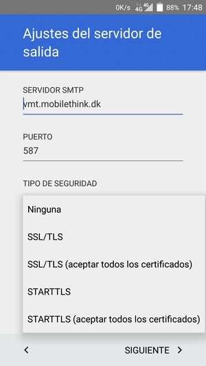 Seleccione Ninguna y SIGUIENTE