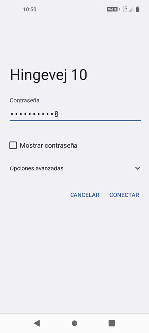 Introduzca la contraseña de Wi-Fi y seleccione CONECTAR