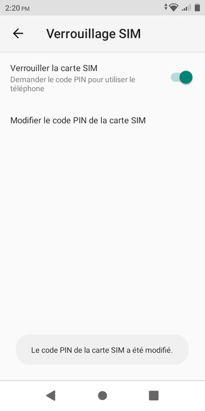 Votre code PIN de la carte SIM a été modifié