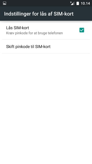 Vælg Skift pinkode til SIM-kort