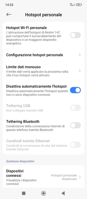 Seleziona Configurazione hotspot personale
