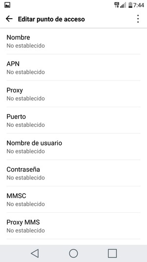 Introduzca la información de MMS
