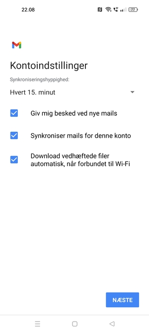 Vælg NÆSTE