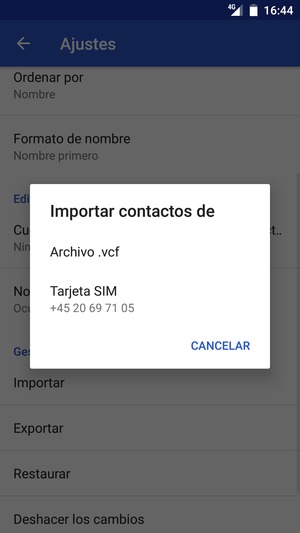 Seleccione Tarjeta SIM