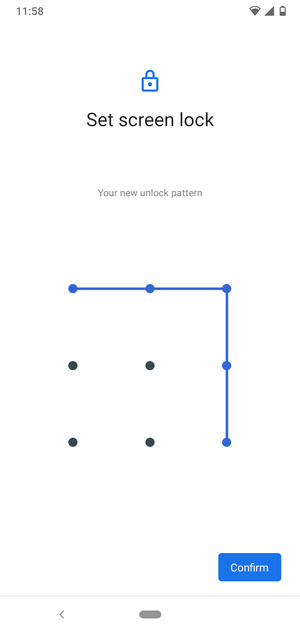 Draw the unlock pattern again and select Confirm