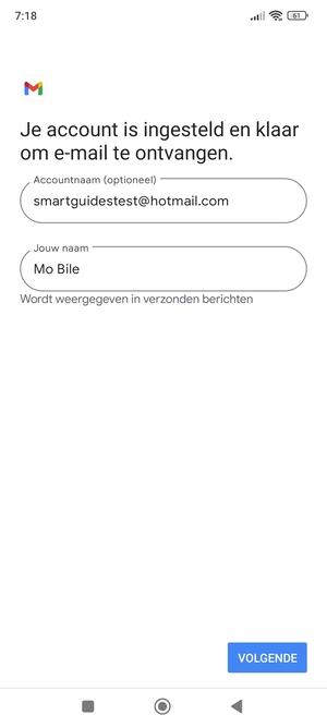 Geef uw account een naam en voer uw naam in. Selecteer VOLGENDE