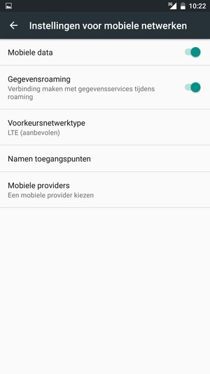 Schakel Gegevensroaming in of uit
