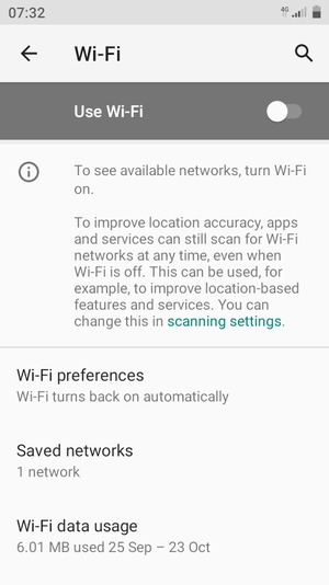 Turn on Use Wi-Fi
