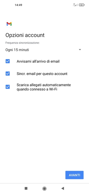 Seleziona AVANTI