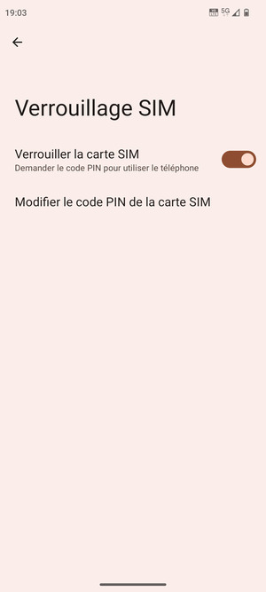 Sélectionnez Modifier le code PIN de la carte SIM