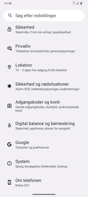 Scroll til og vælg System