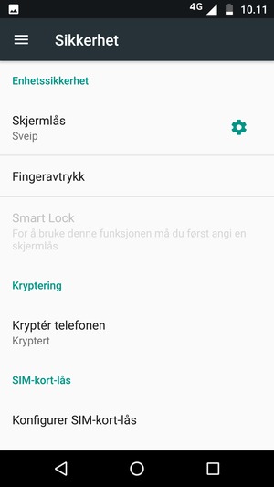 Telefonen din er nå sikret med en skjermlås