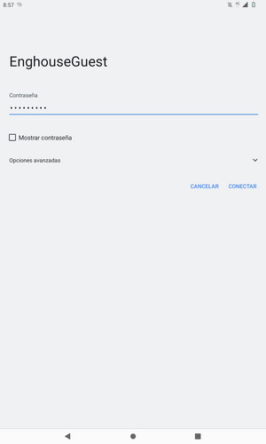 Introduzca la contraseña de Wi-Fi y seleccione CONECTAR
