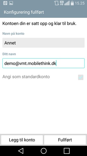 Gi kontoen din et navn, og skriv inn navnet ditt. Velg Fullført