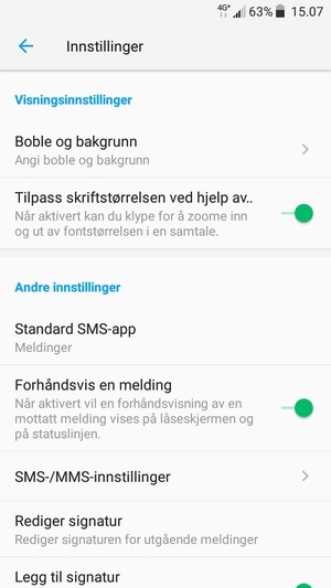 Velg SMS-/MMS-innstillinger