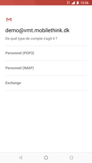 Sélectionnez Personnel (POP3) ou Personnel (IMAP)