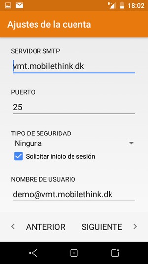 Introduzca la dirección de servidor saliente