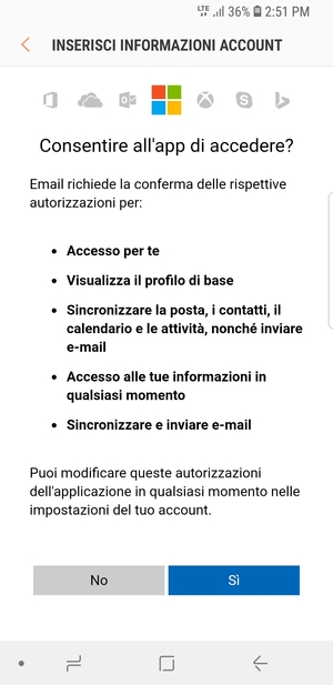 Seleziona Sì