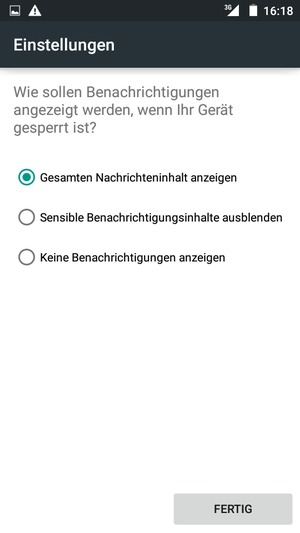 Wählen Sie die gewünschte Option und wählen Sie FERTIG