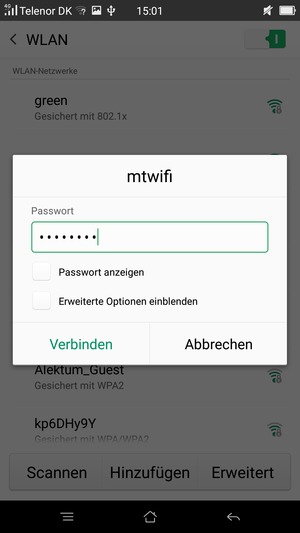 Geben Sie das WLAN-Passwort ein und wählen Sie Verbinden