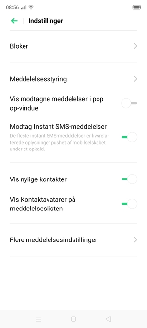 Vælg Flere meddelelsesindstillinger