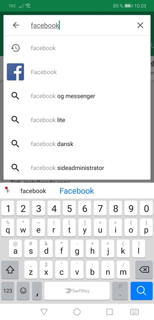 Indtast navnet på appen og vælg Søg