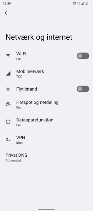 Vælg Mobilnetværk