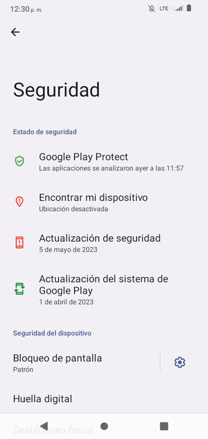 El teléfono ha sido asegurado con un bloqueo de pantalla