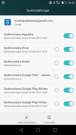 Din information kommer att synkroniseras