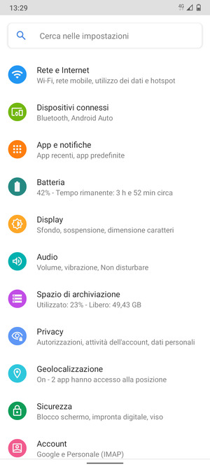 Seleziona Rete e Internet
