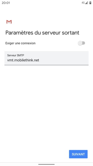 Désactiver le Exiger une connexion et sélectionner SUIVANT