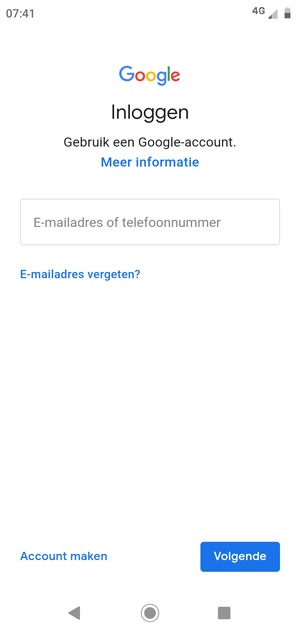 Voer uw Gmail adres in en selecteer Volgende