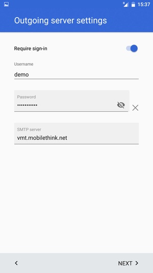 Enter Outgoing server address