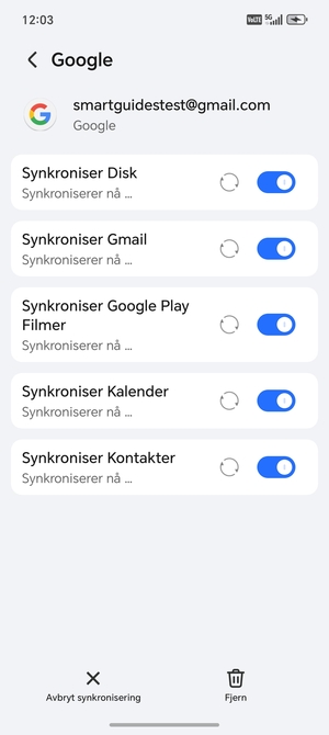 Din informasjon blir synkronisert