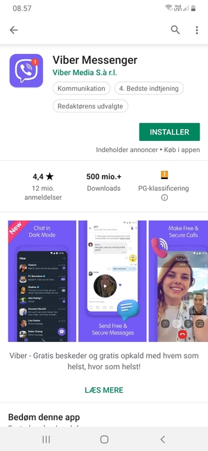 Vælg INSTALLER