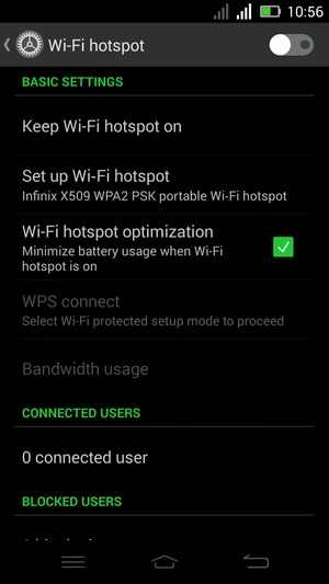 Turn on Wi-Fi hotspot