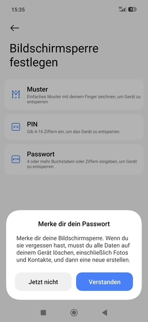 Wählen Sie Verstanden