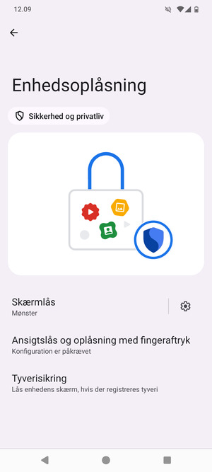 Din telefon er nu sikret med en skærmlås