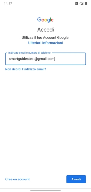 Inserisci il tuo indirizzo Gmail e seleziona Avanti