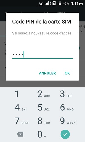 Veuillez confirmer votre nouveau code PIN et sélectionner OK