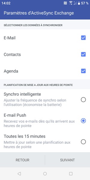 Sélectionnez votre option préférée et sélectionnez SUIVANT