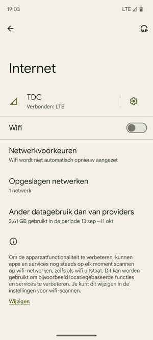 Schakel Wifi in