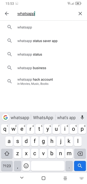 Enter the app name and select Search