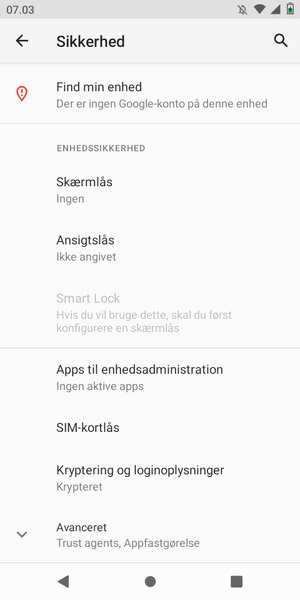 Scroll til og vælg SIM-kortlås