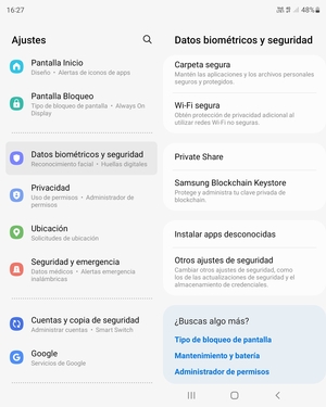 Desplácese y seleccione Otros ajustes de seguridad
