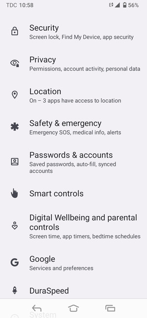 Return to the Settings menu and select Passwords & accounts